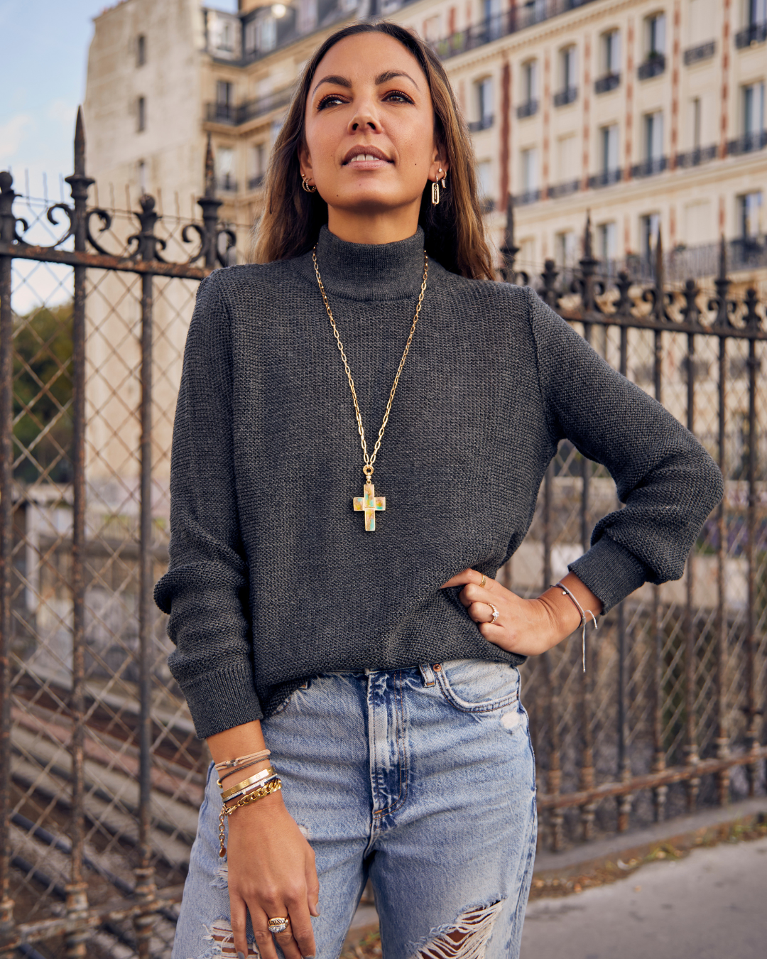 Round Neck Sweater Grey